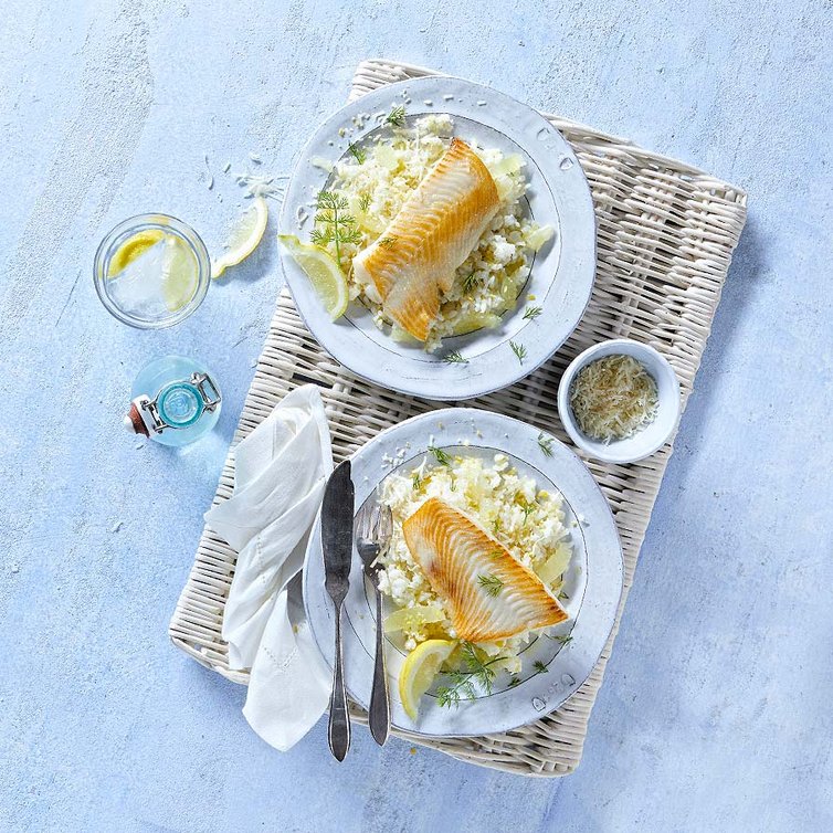 Zitronen-Risotto & gebratener Heilbutt